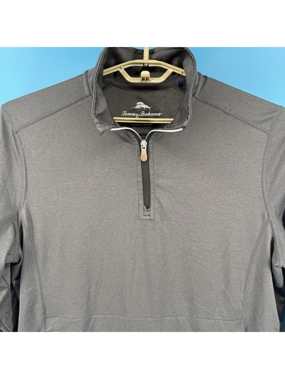 Tommy Bahama Pullover Mens Medium Gray Quarter Zip Stretch Performance Pockets
